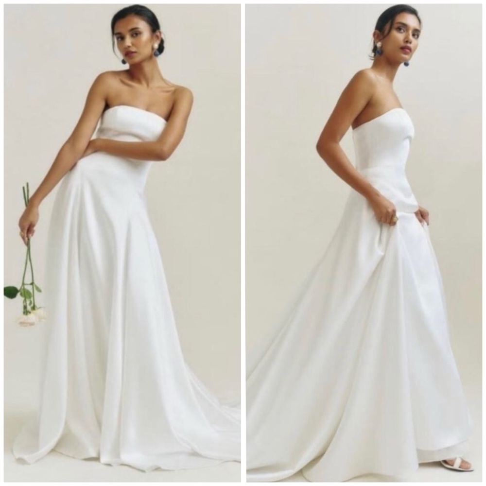 REFORMATION Elena Satin White Bridal Wedding Gown Maxi Dress SZ US 10 - Picture 2 of 14